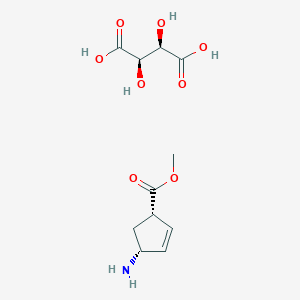 molecular formula C11H17NO8 B041462 (1S,4R)-Methyl 4-aminocyclopent-2-enecarboxylate (2R,3R)-2,3-dihydroxysuccinate CAS No. 419563-22-7