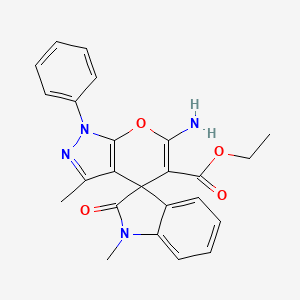 molecular formula C24H22N4O4 B4146229 ethyl 6'-amino-1,3'-dimethyl-2-oxo-1'-phenyl-1,2-dihydro-1'H-spiro[indole-3,4'-pyrano[2,3-c]pyrazole]-5'-carboxylate 
