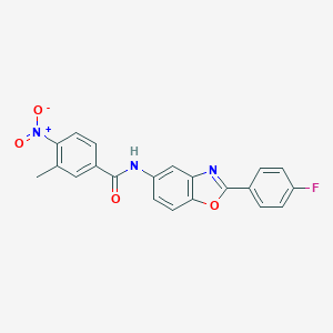 molecular formula C21H14FN3O4 B414639 N-[2-(4-fluorophenyl)-1,3-benzoxazol-5-yl]-3-methyl-4-nitrobenzamide 