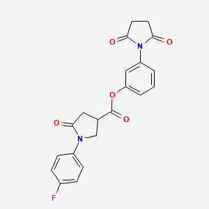 molecular formula C21H17FN2O5 B4146963 3-(2,5-dioxo-1-pyrrolidinyl)phenyl 1-(4-fluorophenyl)-5-oxo-3-pyrrolidinecarboxylate 