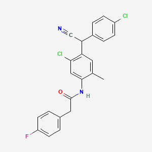 molecular formula C23H17Cl2FN2O B4147213 N-{5-chloro-4-[(4-chlorophenyl)(cyano)methyl]-2-methylphenyl}-2-(4-fluorophenyl)acetamide 