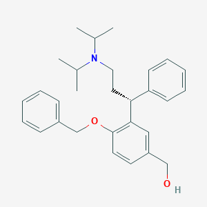 molecular formula C29H37NO2 B041474 Benzenemethanol, 3-[(1R)-3-[bis(1-methylethyl)amino]-1-phenylpropyl]-4-(phenylmethoxy)- CAS No. 156755-37-2