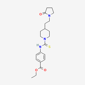 molecular formula C21H29N3O3S B4147536 ethyl 4-[({4-[2-(2-oxo-1-pyrrolidinyl)ethyl]-1-piperidinyl}carbonothioyl)amino]benzoate 