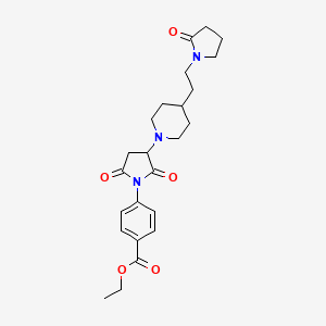 molecular formula C24H31N3O5 B4147550 Ethyl 4-(2,5-dioxo-3-{4-[2-(2-oxopyrrolidin-1-yl)ethyl]piperidin-1-yl}pyrrolidin-1-yl)benzoate 