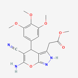 molecular formula C19H20N4O6 B4147676 methyl [6-amino-5-cyano-4-(3,4,5-trimethoxyphenyl)-2,4-dihydropyrano[2,3-c]pyrazol-3-yl]acetate 