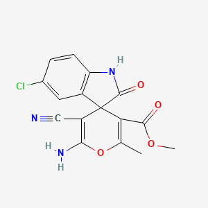 molecular formula C16H12ClN3O4 B4147931 methyl 6'-amino-5-chloro-5'-cyano-2'-methyl-2-oxo-1,2-dihydrospiro[indole-3,4'-pyran]-3'-carboxylate 