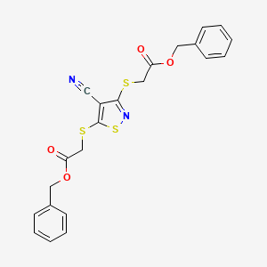 molecular formula C22H18N2O4S3 B4148016 BENZYL 2-[(3-{[2-(BENZYLOXY)-2-OXOETHYL]SULFANYL}-4-CYANO-1,2-THIAZOL-5-YL)SULFANYL]ACETATE 