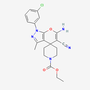 molecular formula C21H22ClN5O3 B4148084 Ethyl 6'-amino-1'-(3-chlorophenyl)-5'-cyano-3'-methylspiro[piperidine-4,4'-pyrano[2,3-c]pyrazole]-1-carboxylate 