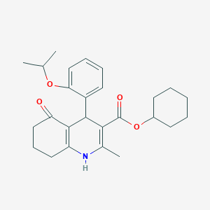 molecular formula C26H33NO4 B414820 cyclohexyl 2-methyl-5-oxo-4-[2-(propan-2-yloxy)phenyl]-1,4,5,6,7,8-hexahydroquinoline-3-carboxylate 