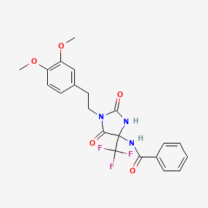 molecular formula C21H20F3N3O5 B4148216 N-{1-[2-(3,4-dimethoxyphenyl)ethyl]-2,5-dioxo-4-(trifluoromethyl)imidazolidin-4-yl}benzamide 