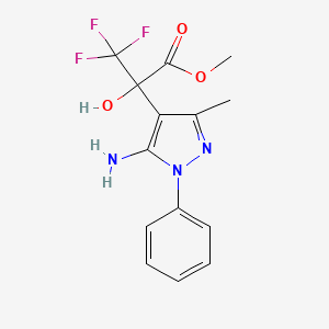 molecular formula C14H14F3N3O3 B4148219 methyl 2-(5-amino-3-methyl-1-phenyl-1H-pyrazol-4-yl)-3,3,3-trifluoro-2-hydroxypropanoate 