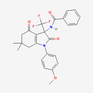 molecular formula C25H23F3N2O4 B4148223 N-[1-(4-methoxyphenyl)-6,6-dimethyl-2,4-dioxo-3-(trifluoromethyl)-2,3,4,5,6,7-hexahydro-1H-indol-3-yl]benzamide 