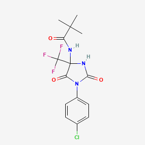 molecular formula C15H15ClF3N3O3 B4148231 N-[1-(4-chlorophenyl)-2,5-dioxo-4-(trifluoromethyl)imidazolidin-4-yl]-2,2-dimethylpropanamide 