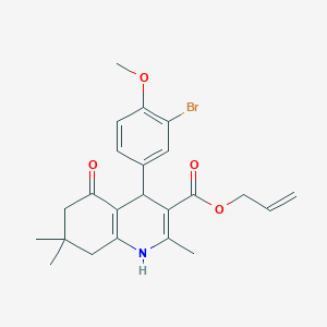 molecular formula C23H26BrNO4 B414824 prop-2-en-1-yl 4-(3-bromo-4-methoxyphenyl)-2,7,7-trimethyl-5-oxo-1,4,5,6,7,8-hexahydroquinoline-3-carboxylate 