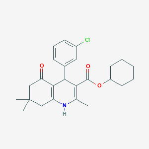 molecular formula C25H30ClNO3 B414827 cyclohexyl 4-(3-chlorophenyl)-2,7,7-trimethyl-5-oxo-1,4,5,6,7,8-hexahydroquinoline-3-carboxylate 