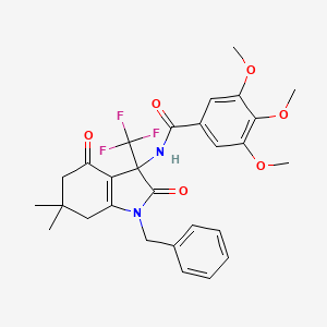 molecular formula C28H29F3N2O6 B4148323 N-[1-benzyl-6,6-dimethyl-2,4-dioxo-3-(trifluoromethyl)-2,3,4,5,6,7-hexahydro-1H-indol-3-yl]-3,4,5-trimethoxybenzamide 