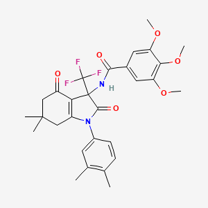 molecular formula C29H31F3N2O6 B4148337 N-[1-(3,4-dimethylphenyl)-6,6-dimethyl-2,4-dioxo-3-(trifluoromethyl)-2,3,4,5,6,7-hexahydro-1H-indol-3-yl]-3,4,5-trimethoxybenzamide 