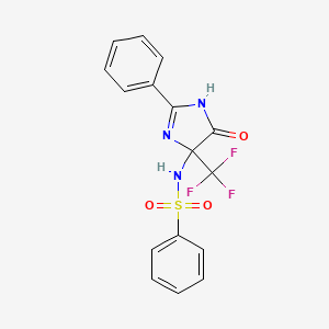 molecular formula C16H12F3N3O3S B4148414 N-[5-oxo-2-phenyl-4-(trifluoromethyl)-4,5-dihydro-1H-imidazol-4-yl]benzenesulfonamide 