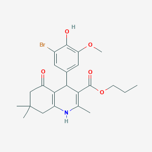molecular formula C23H28BrNO5 B414844 propyl 4-(3-bromo-4-hydroxy-5-methoxyphenyl)-2,7,7-trimethyl-5-oxo-1,4,5,6,7,8-hexahydroquinoline-3-carboxylate 