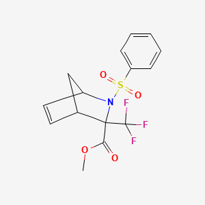 molecular formula C15H14F3NO4S B4148451 METHYL 2-(BENZENESULFONYL)-3-(TRIFLUOROMETHYL)-2-AZABICYCLO[2.2.1]HEPT-5-ENE-3-CARBOXYLATE 