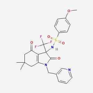 molecular formula C24H24F3N3O5S B4148453 N-[6,6-dimethyl-2,4-dioxo-1-(pyridin-3-ylmethyl)-3-(trifluoromethyl)-5,7-dihydroindol-3-yl]-4-methoxybenzenesulfonamide 