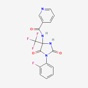 molecular formula C16H10F4N4O3 B4148478 N-[1-(2-fluorophenyl)-2,5-dioxo-4-(trifluoromethyl)imidazolidin-4-yl]pyridine-3-carboxamide 