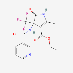 molecular formula C15H14F3N3O4 B4148498 ethyl 2-methyl-5-oxo-4-[(pyridin-3-ylcarbonyl)amino]-4-(trifluoromethyl)-4,5-dihydro-1H-pyrrole-3-carboxylate 