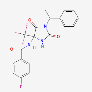 molecular formula C19H15F4N3O3 B4148523 N-[2,5-dioxo-1-(1-phenylethyl)-4-(trifluoromethyl)imidazolidin-4-yl]-4-fluorobenzamide 