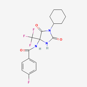 molecular formula C17H17F4N3O3 B4148531 N-[1-cyclohexyl-2,5-dioxo-4-(trifluoromethyl)imidazolidin-4-yl]-4-fluorobenzamide 