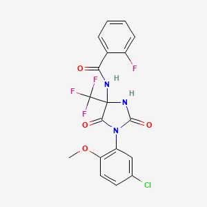 molecular formula C18H12ClF4N3O4 B4148535 N-[1-(5-chloro-2-methoxyphenyl)-2,5-dioxo-4-(trifluoromethyl)imidazolidin-4-yl]-2-fluorobenzamide 