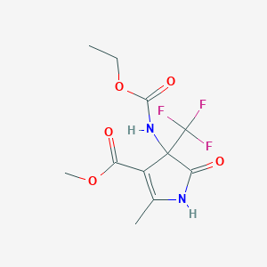 molecular formula C11H13F3N2O5 B4148549 methyl 4-[(ethoxycarbonyl)amino]-2-methyl-5-oxo-4-(trifluoromethyl)-4,5-dihydro-1H-pyrrole-3-carboxylate 