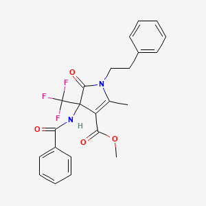 molecular formula C23H21F3N2O4 B4148582 Methyl 4-benzamido-2-methyl-5-oxo-1-(2-phenylethyl)-4-(trifluoromethyl)-4,5-dihydro-1H-pyrrole-3-carboxylate 