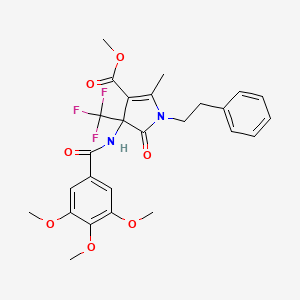 molecular formula C26H27F3N2O7 B4148588 Methyl 2-methyl-5-oxo-1-(2-phenylethyl)-4-(trifluoromethyl)-4-(3,4,5-trimethoxybenzamido)-4,5-dihydro-1H-pyrrole-3-carboxylate 