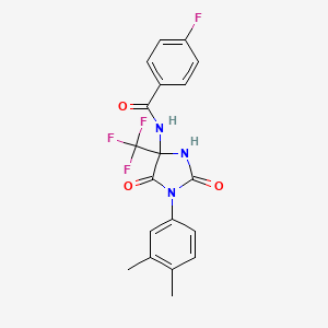molecular formula C19H15F4N3O3 B4148590 N-[1-(3,4-dimethylphenyl)-2,5-dioxo-4-(trifluoromethyl)imidazolidin-4-yl]-4-fluorobenzamide 