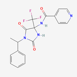 molecular formula C18H15F3N4O3 B4148604 N-[2,5-dioxo-1-(1-phenylethyl)-4-(trifluoromethyl)imidazolidin-4-yl]pyridine-4-carboxamide 