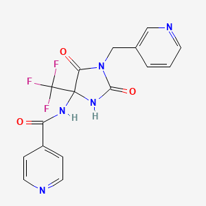 molecular formula C16H12F3N5O3 B4148609 N-{2,5-DIOXO-1-[(PYRIDIN-3-YL)METHYL]-4-(TRIFLUOROMETHYL)IMIDAZOLIDIN-4-YL}PYRIDINE-4-CARBOXAMIDE 