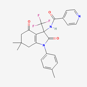 molecular formula C24H22F3N3O3 B4148617 N-[6,6-dimethyl-1-(4-methylphenyl)-2,4-dioxo-3-(trifluoromethyl)-2,3,4,5,6,7-hexahydro-1H-indol-3-yl]pyridine-4-carboxamide 