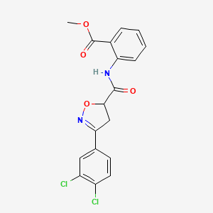 molecular formula C18H14Cl2N2O4 B4148676 methyl 2-({[3-(3,4-dichlorophenyl)-4,5-dihydro-5-isoxazolyl]carbonyl}amino)benzoate 