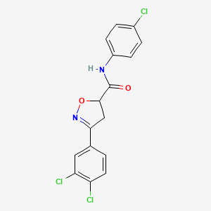 molecular formula C16H11Cl3N2O2 B4148681 N-(4-chlorophenyl)-3-(3,4-dichlorophenyl)-4,5-dihydro-5-isoxazolecarboxamide CAS No. 712347-13-2