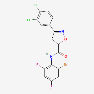 molecular formula C16H9BrCl2F2N2O2 B4148691 N-(2-bromo-4,6-difluorophenyl)-3-(3,4-dichlorophenyl)-4,5-dihydro-1,2-oxazole-5-carboxamide 