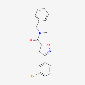 molecular formula C18H17BrN2O2 B4148752 N-benzyl-3-(3-bromophenyl)-N-methyl-4,5-dihydro-5-isoxazolecarboxamide 