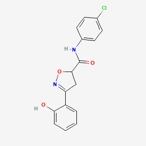 molecular formula C16H13ClN2O3 B4148807 N-(4-chlorophenyl)-3-(2-hydroxyphenyl)-4,5-dihydro-5-isoxazolecarboxamide 