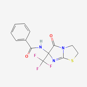 molecular formula C13H10F3N3O2S B4148935 N-[5-oxo-6-(trifluoromethyl)-2,3,5,6-tetrahydroimidazo[2,1-b][1,3]thiazol-6-yl]benzamide 