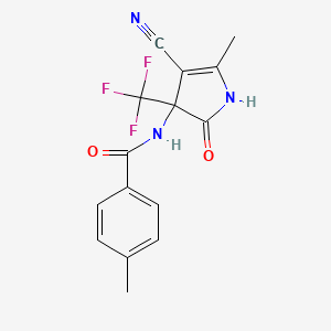 molecular formula C15H12F3N3O2 B4148944 N-[4-cyano-5-methyl-2-oxo-3-(trifluoromethyl)-2,3-dihydro-1H-pyrrol-3-yl]-4-methylbenzamide 