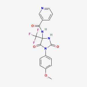 molecular formula C17H13F3N4O4 B4149002 N-[1-(4-methoxyphenyl)-2,5-dioxo-4-(trifluoromethyl)imidazolidin-4-yl]pyridine-3-carboxamide 