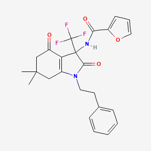 molecular formula C24H23F3N2O4 B4149018 N-[6,6-dimethyl-2,4-dioxo-1-(2-phenylethyl)-3-(trifluoromethyl)-2,3,4,5,6,7-hexahydro-1H-indol-3-yl]furan-2-carboxamide 