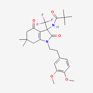 molecular formula C26H33F3N2O5 B4149040 N-{1-[2-(3,4-dimethoxyphenyl)ethyl]-6,6-dimethyl-2,4-dioxo-3-(trifluoromethyl)-2,3,4,5,6,7-hexahydro-1H-indol-3-yl}-2,2-dimethylpropanamide 