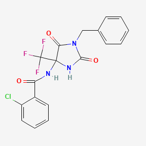 molecular formula C18H13ClF3N3O3 B4149096 N-[1-benzyl-2,5-dioxo-4-(trifluoromethyl)imidazolidin-4-yl]-2-chlorobenzamide 