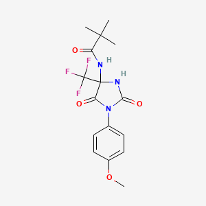 molecular formula C16H18F3N3O4 B4149103 N-[1-(4-methoxyphenyl)-2,5-dioxo-4-(trifluoromethyl)imidazolidin-4-yl]-2,2-dimethylpropanamide 
