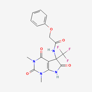 molecular formula C17H15F3N4O5 B4149142 N-[1,3-DIMETHYL-2,4,6-TRIOXO-5-(TRIFLUOROMETHYL)-1H,2H,3H,4H,5H,6H,7H-PYRROLO[2,3-D]PYRIMIDIN-5-YL]-2-PHENOXYACETAMIDE 